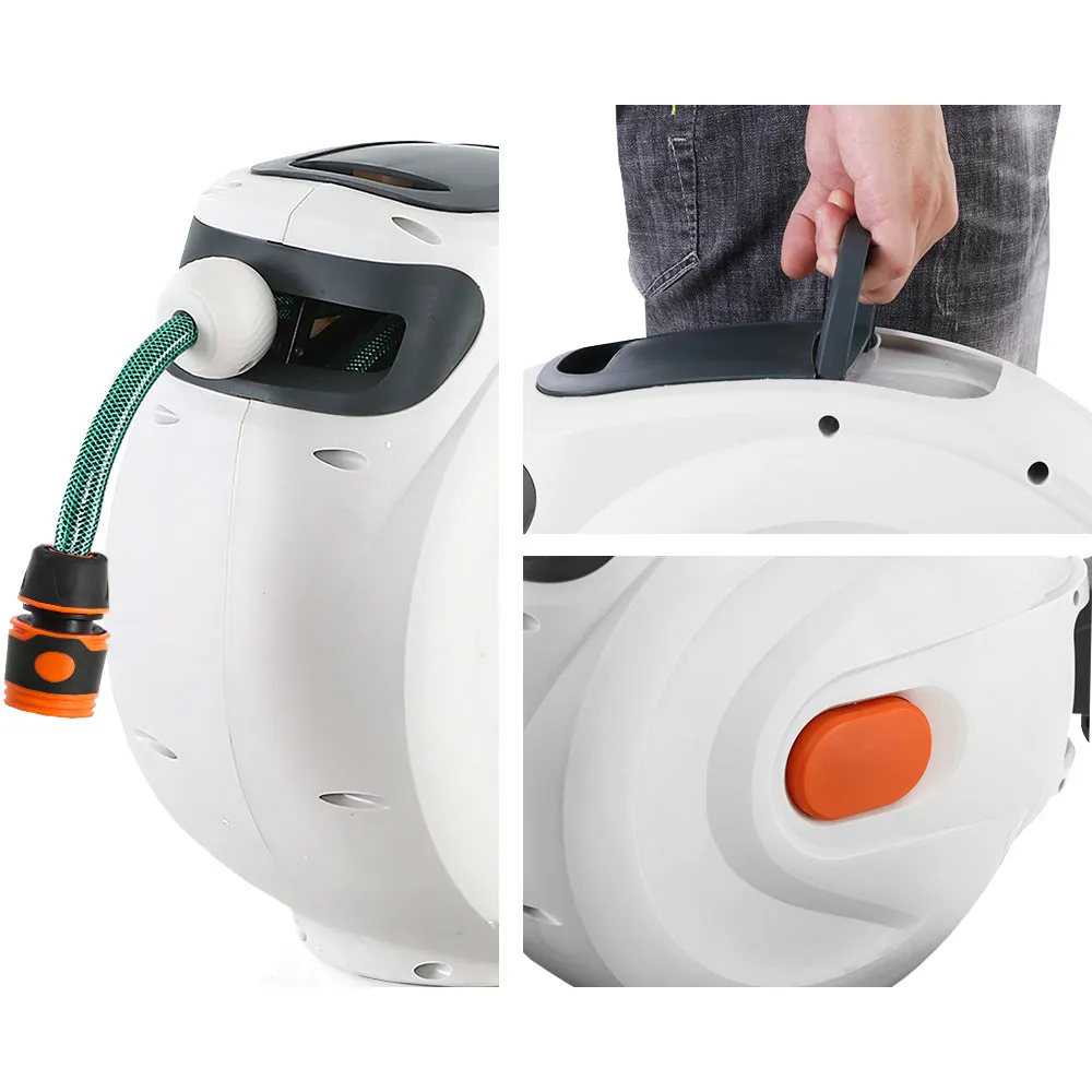 10m Retractable Water Hose Reel, UV Resistant, Spray Gun by Greenfingers