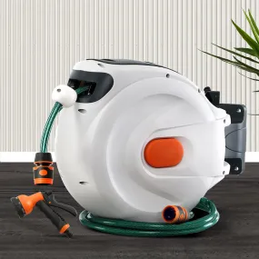 10m Retractable Water Hose Reel, UV Resistant, Spray Gun by Greenfingers