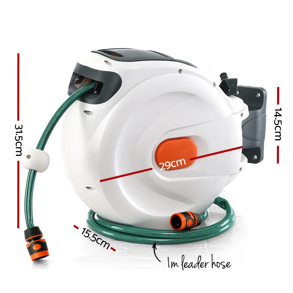 10m Retractable Water Hose Reel, UV Resistant, Spray Gun by Greenfingers