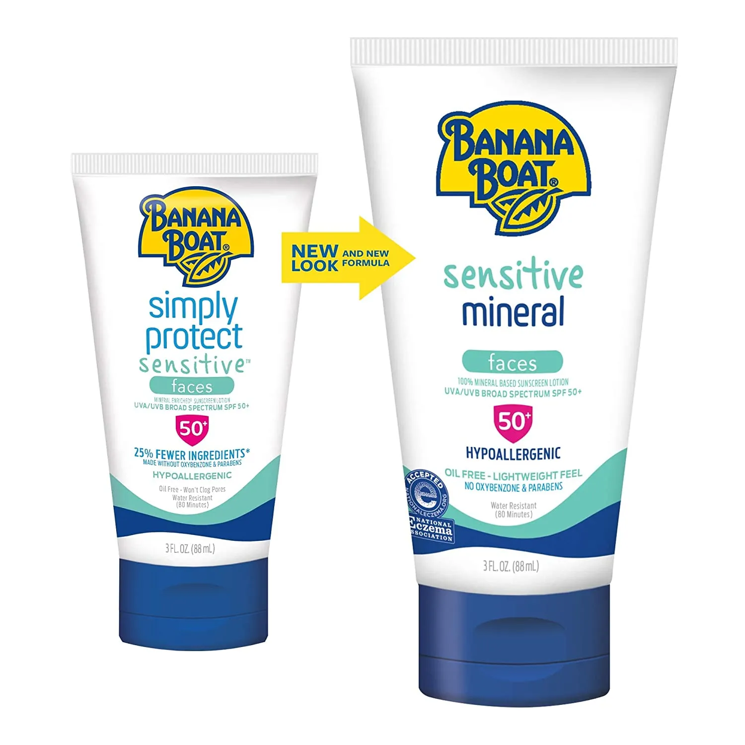 BANANA BOAT SENSITIVE MINERAL FACES SPF 50  3 Oz