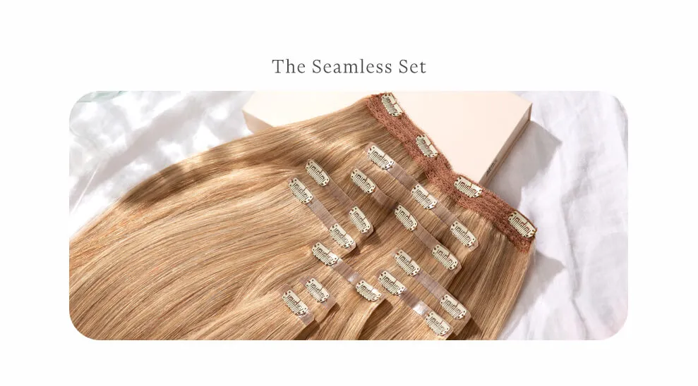 Brown Blonde Highlighted, 20" Seamless Clip-In Hair Extensions, PP4/18 | 180g