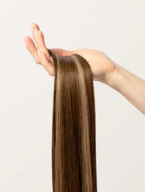 Brown Blonde Highlighted, 20" Seamless Clip-In Hair Extensions, PP4/18 | 180g