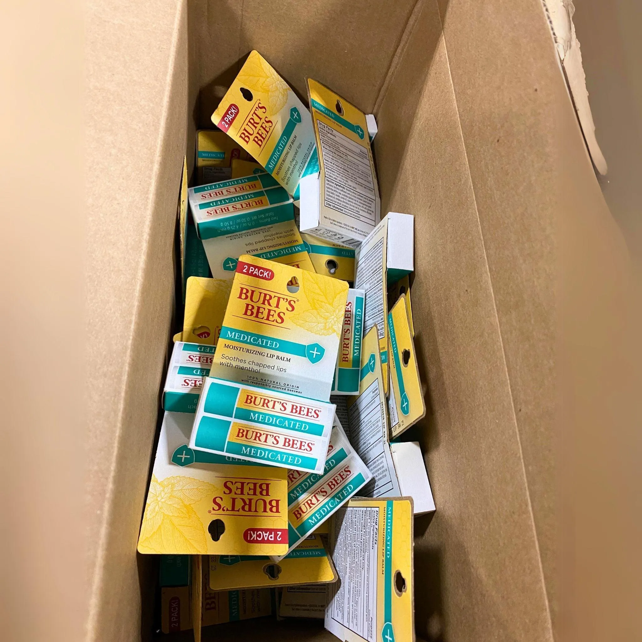 Burt's Bees Medicated Moisturizing Lip Balm 2 Pack (50 Pcs Lot)