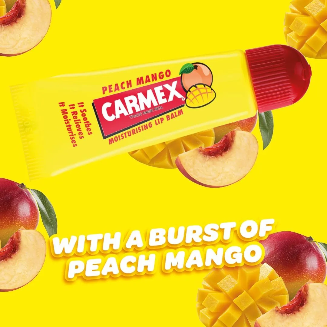 Carma Laboratories Carmex Moisturising Lip Balm Tube Peach And Mango Burst