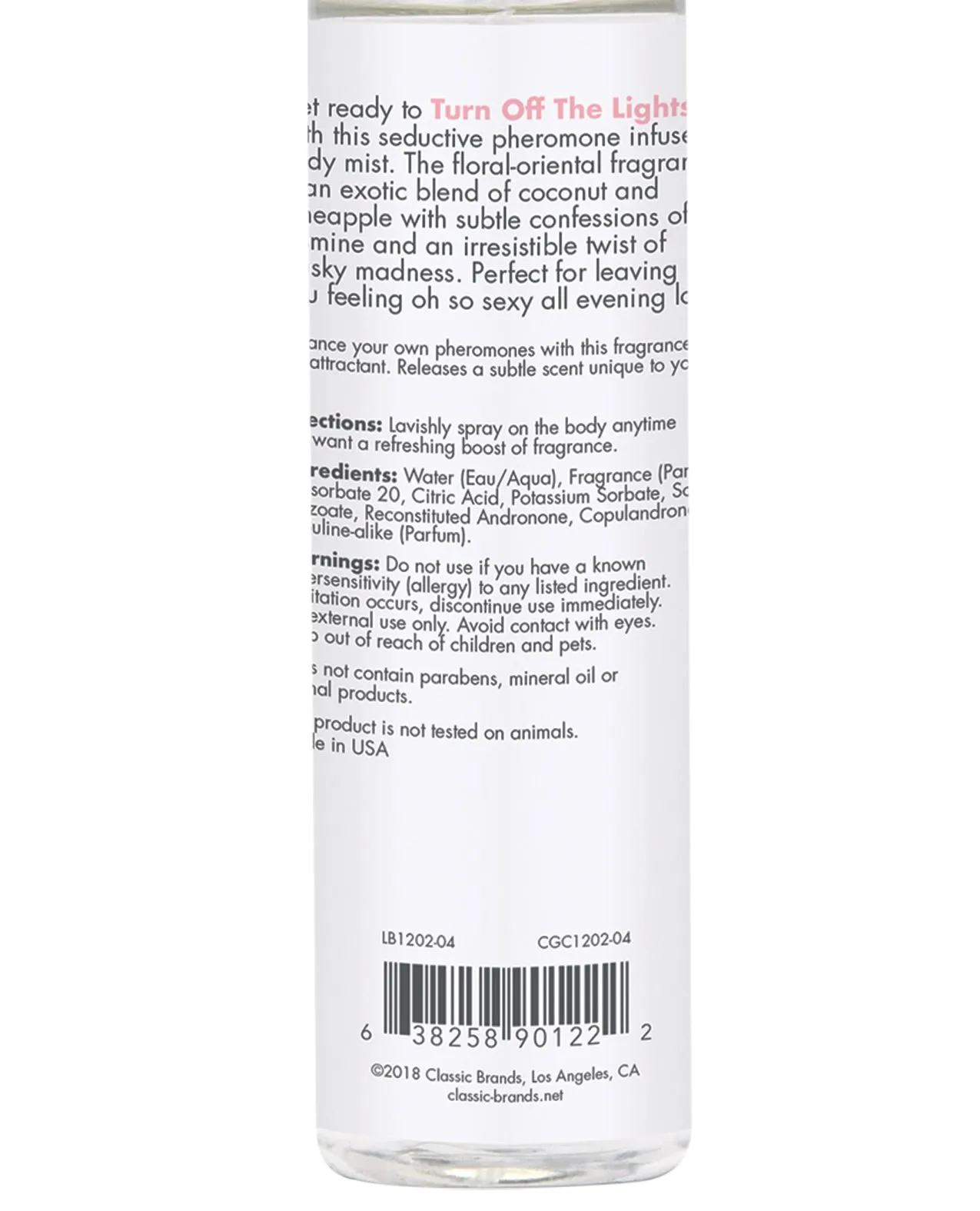 CGC Body Mist w/Pheromones - 103 ml Turn Off the Lights
