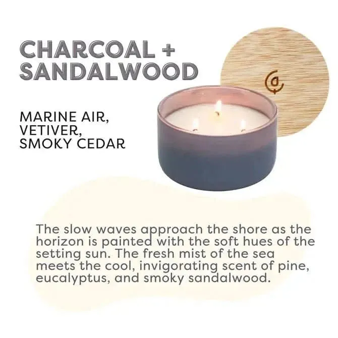 Charcoal   Sandalwood 3 Wick Soy Candle