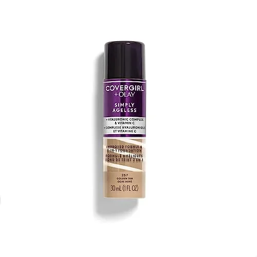 COVERGIRL OLAY Simply Ageless 3-in-1 Liquid Foundation, Golden Tan, 1 Fl Oz (Pack of 1)