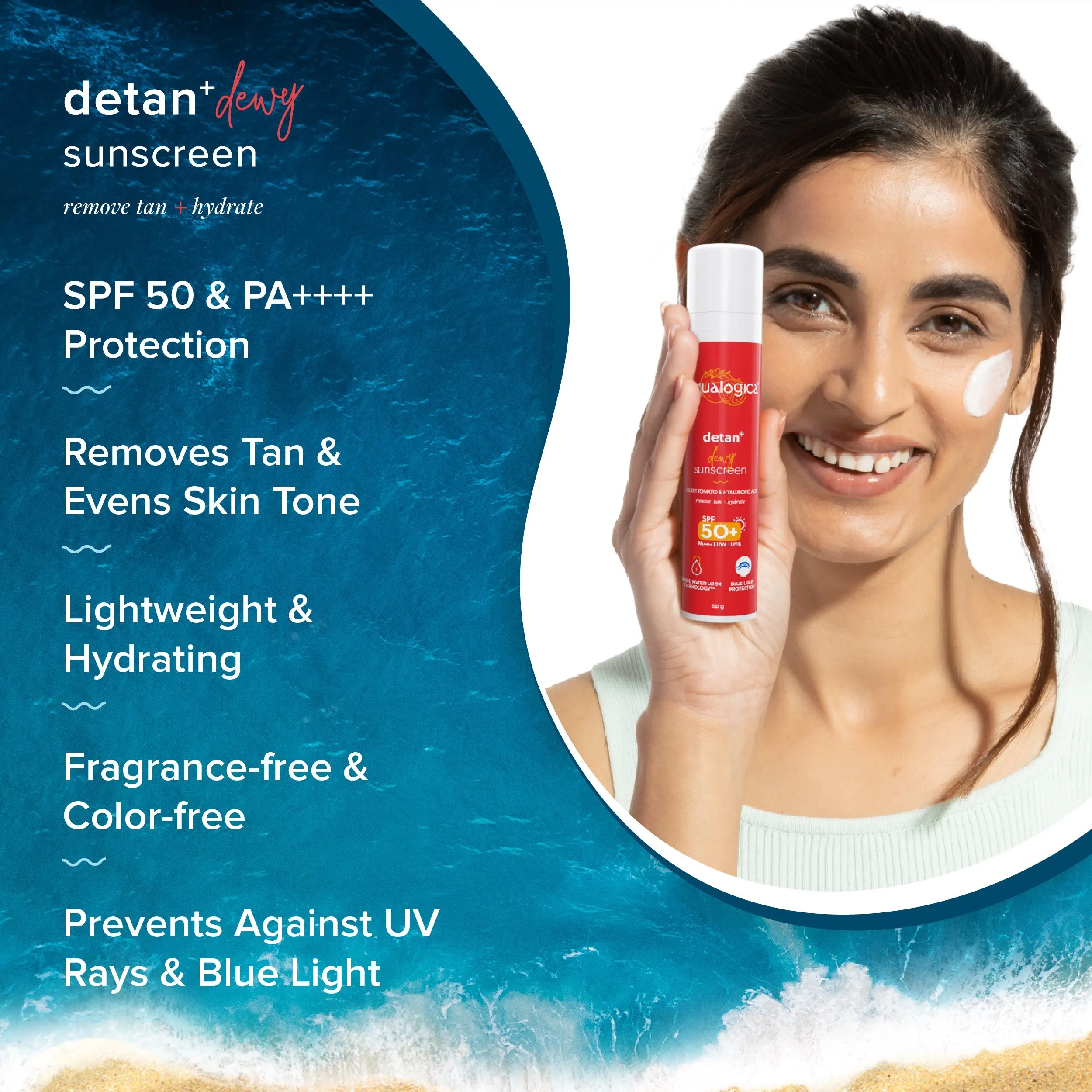 Detan  Dewy Sunscreen - 50g - Pack of 2