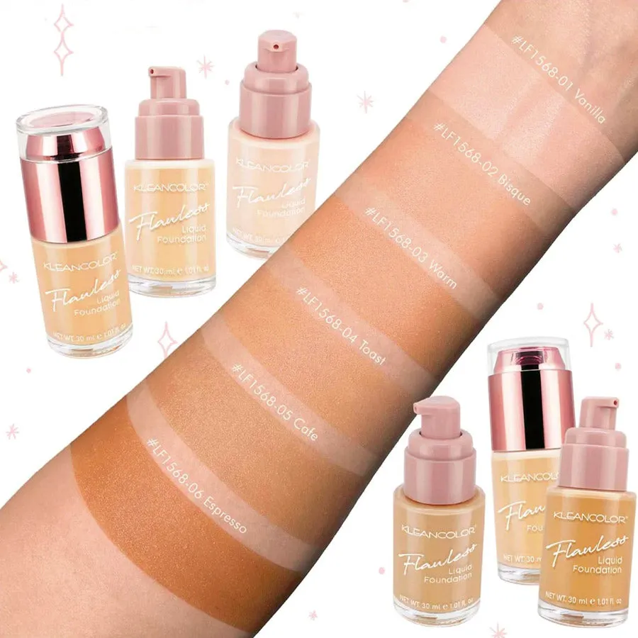 Flawless Liquid Foundation 6 Shades Assorted (24 units)