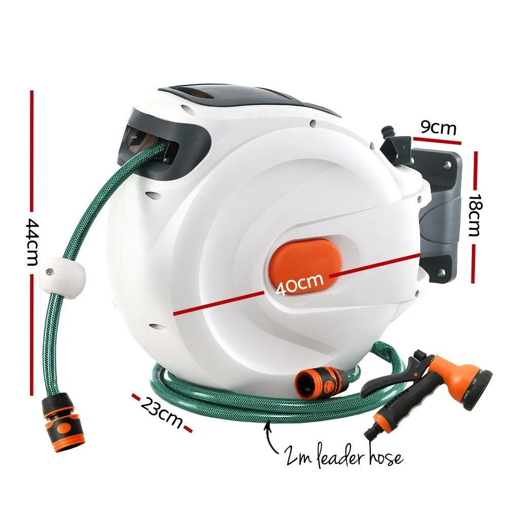 Greenfingers Retractable Hose Reel 30M Garden Water Spray Gun Auto Rewind