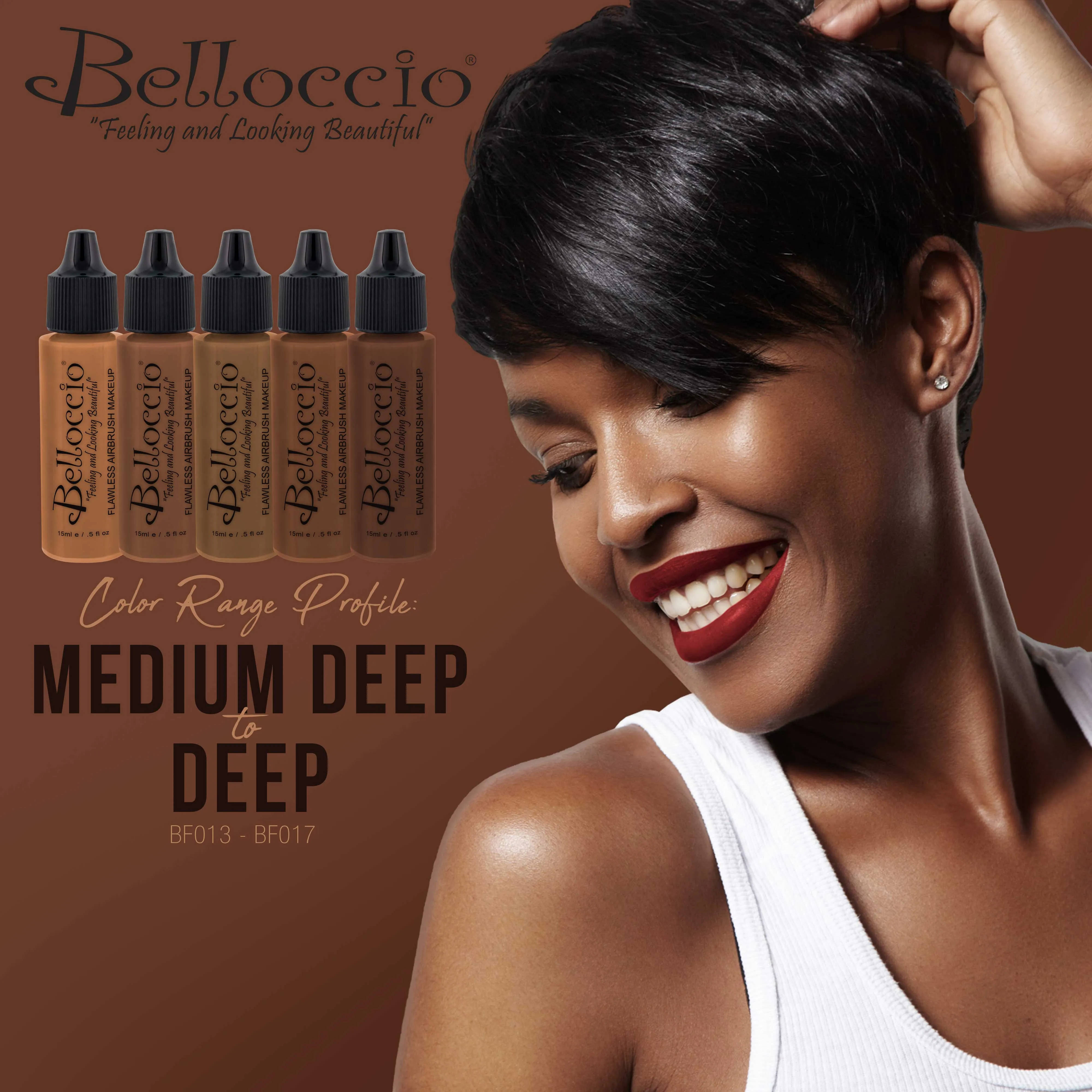 HAZELNUT Color Shade Belloccio Professional Airbrush Makeup Foundation, 1/2 oz.