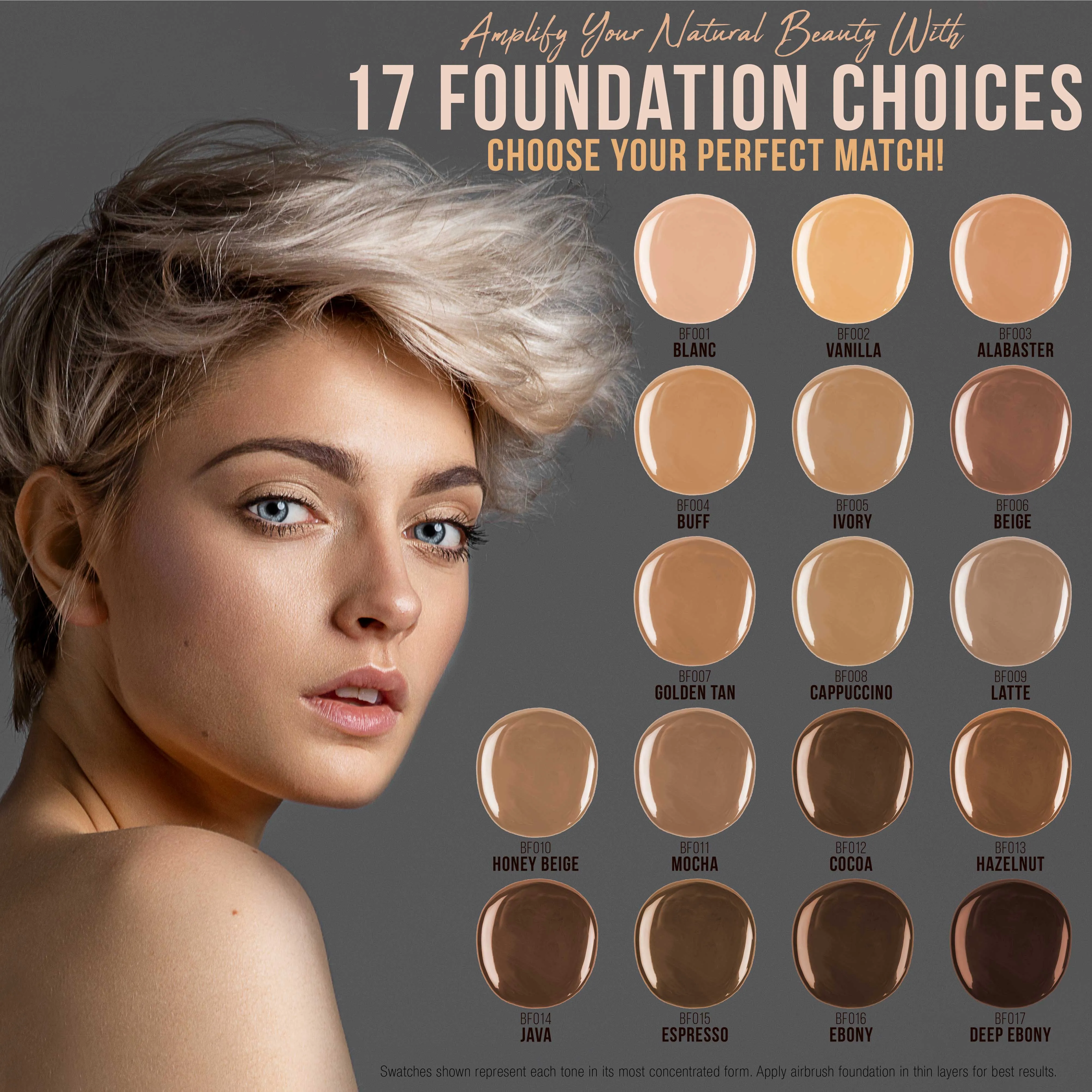 HAZELNUT Color Shade Belloccio Professional Airbrush Makeup Foundation, 1/2 oz.
