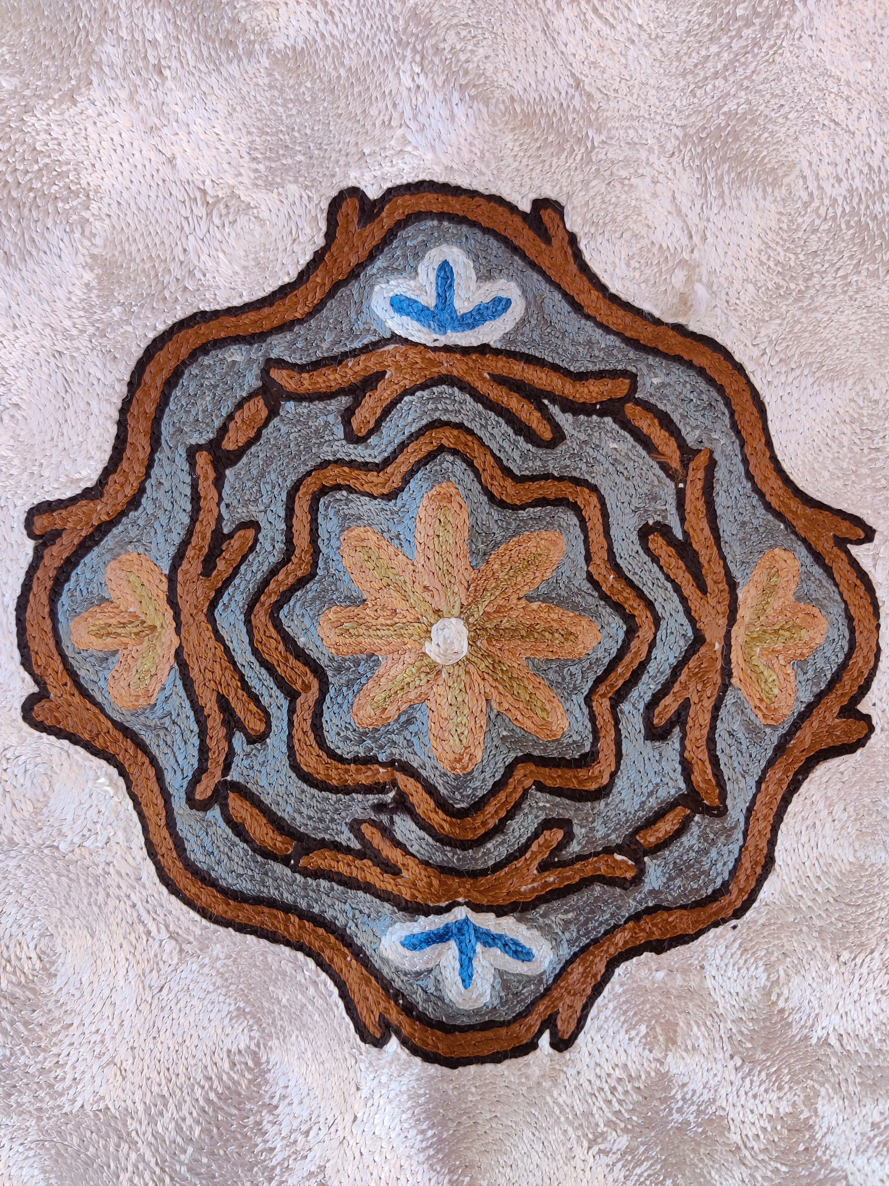 Kashmiri Hand-Embroidered Chain Stitch jainimaz (Prayer Mat)