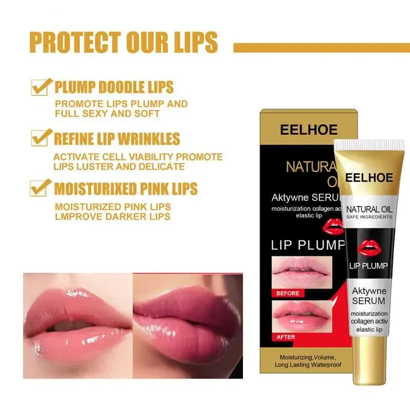 Lip Plumper Moisturizing Argan Oil Lip Plumper Gloss Lips Augmentation Collagen Activelastic Lip Eelhoe