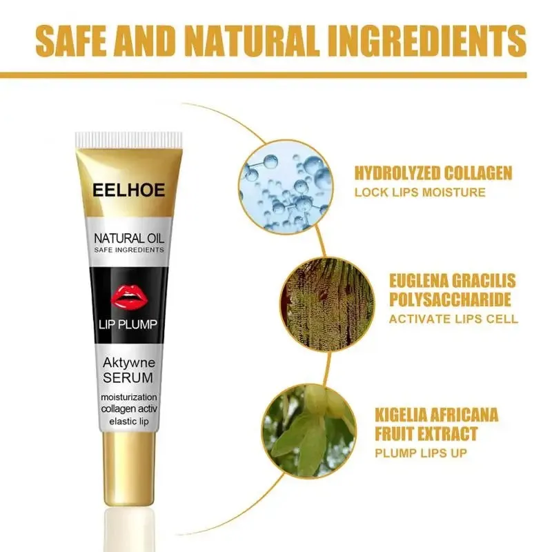 Lip Plumper Moisturizing Argan Oil Lip Plumper Gloss Lips Augmentation Collagen Activelastic Lip Eelhoe