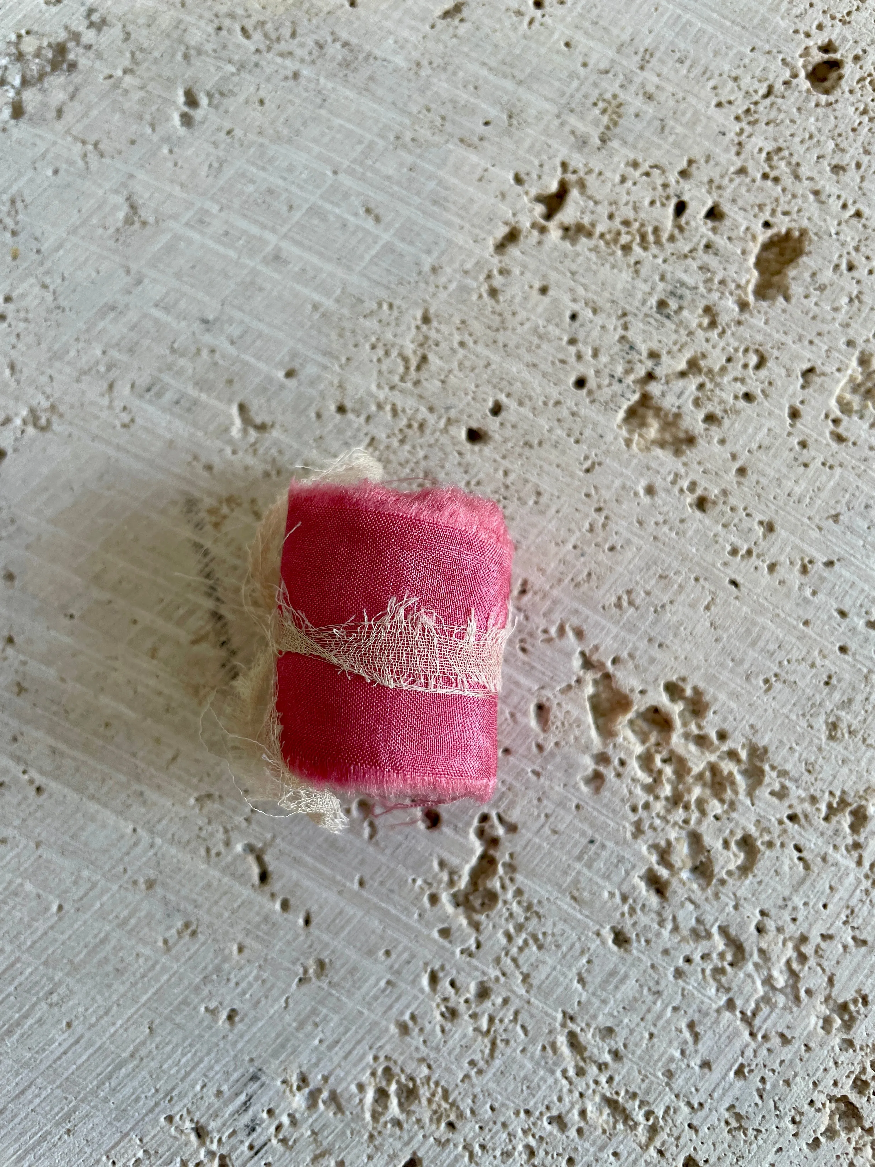 Magenta Pink Plant Dyed Silk Ribbon