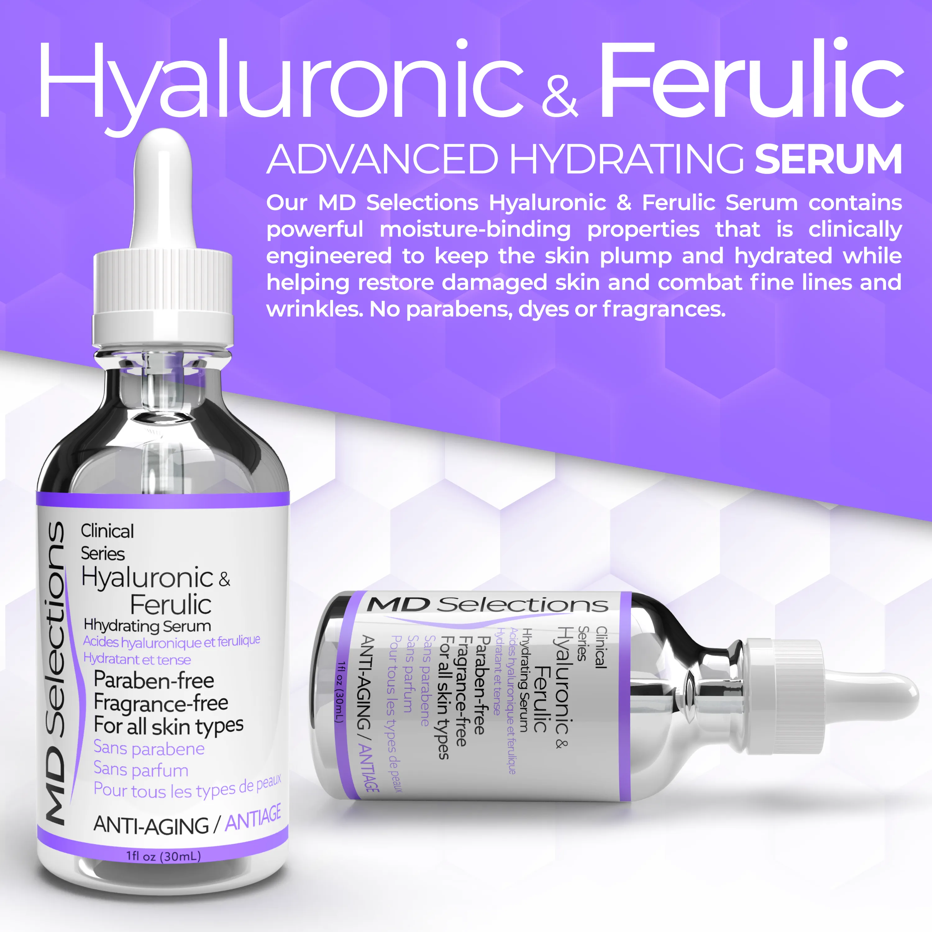MD Selections Retinol Serum for Face, Hyaluronic Acid Serum for Face, Triple C Serum for Face Bundle, 3 Fl Oz (Pack of 3)