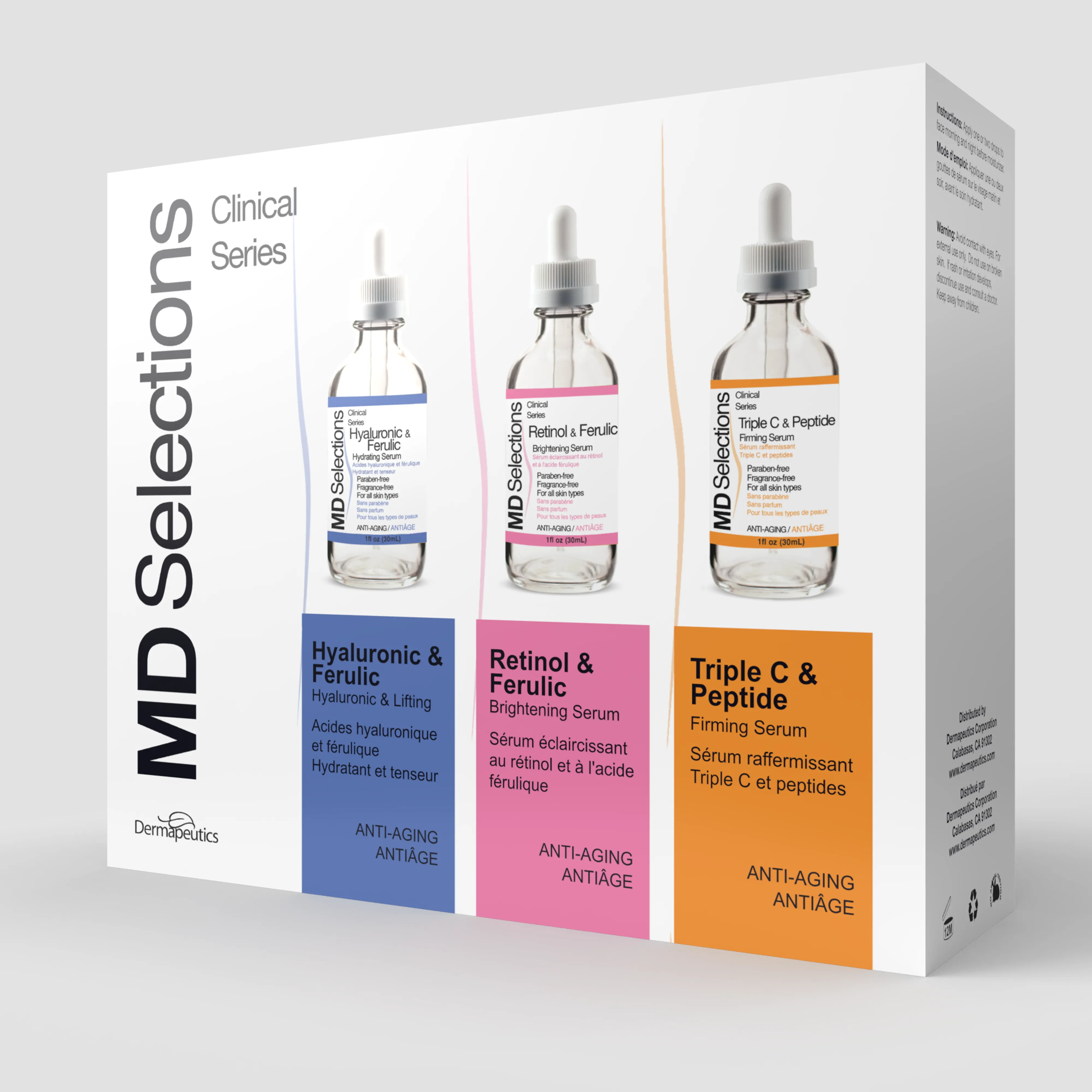 MD Selections Retinol Serum for Face, Hyaluronic Acid Serum for Face, Triple C Serum for Face Bundle, 3 Fl Oz (Pack of 3)