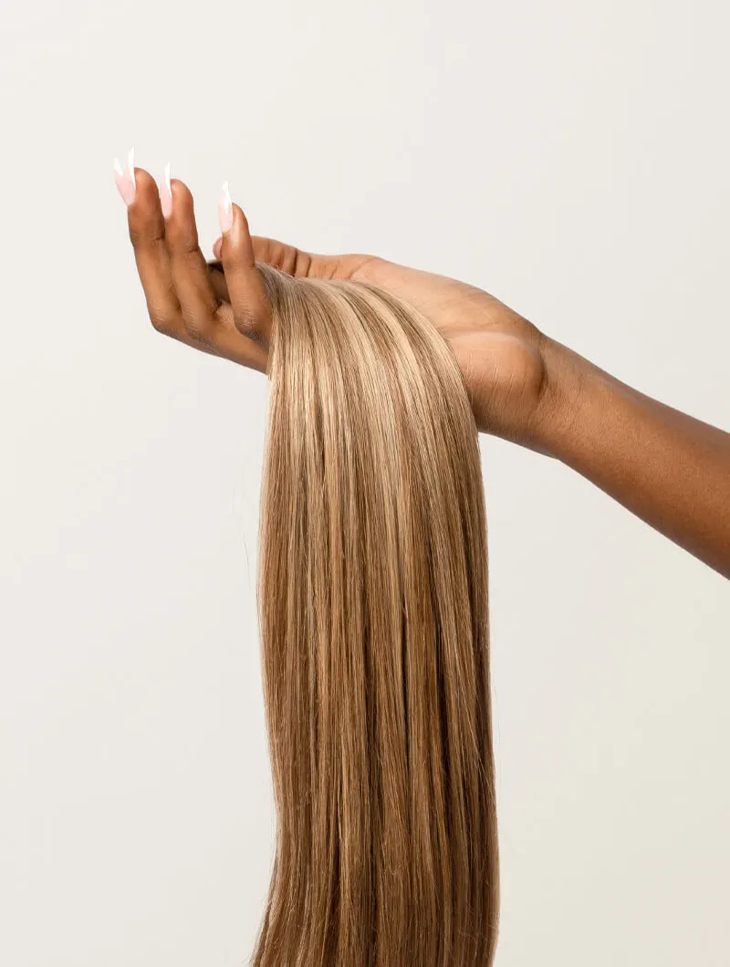 Medium Blonde Highlighted, 20" Seamless Clip-In Hair Extensions, P6/16/613 | 180g