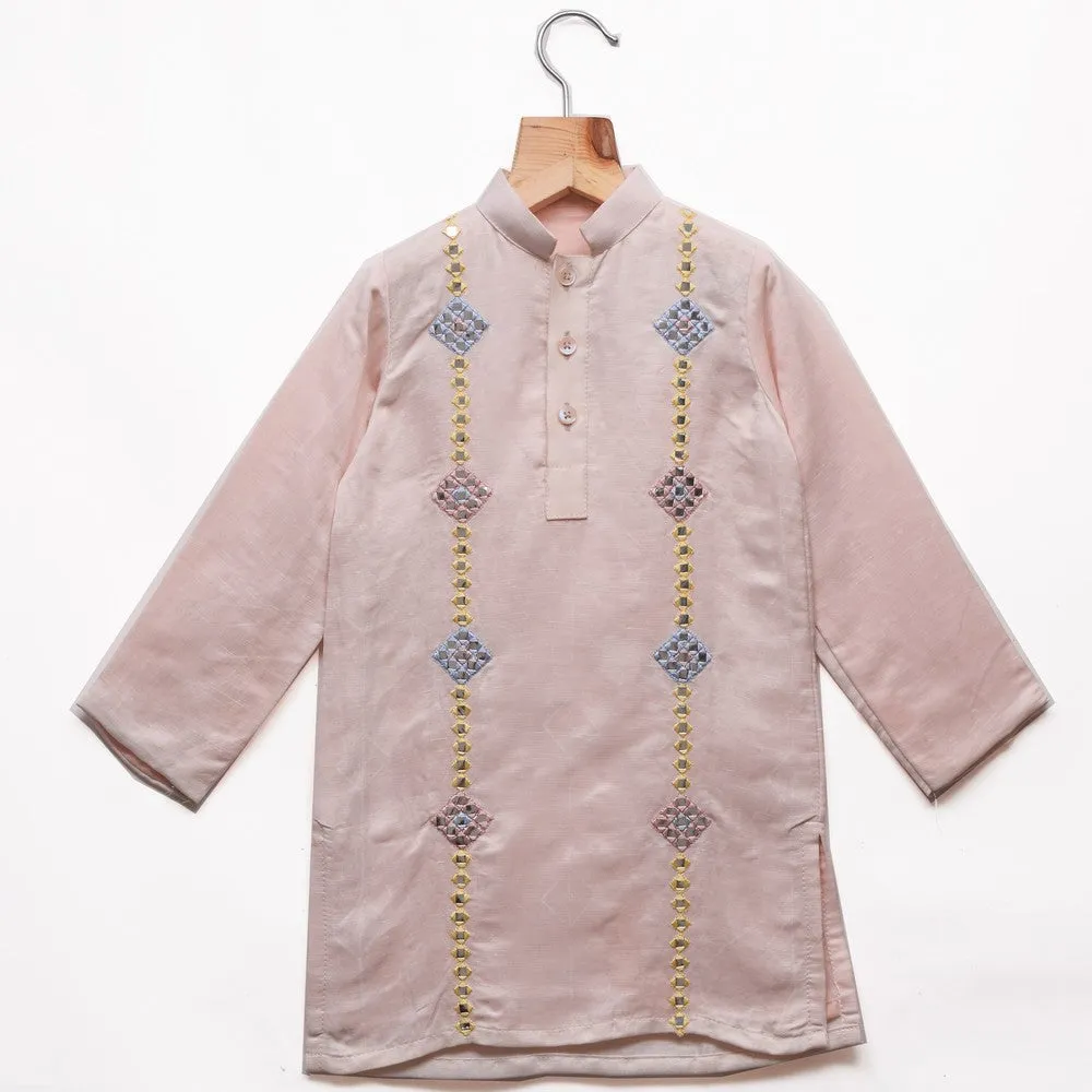 Mirror Work Linen Kurta Pyjama