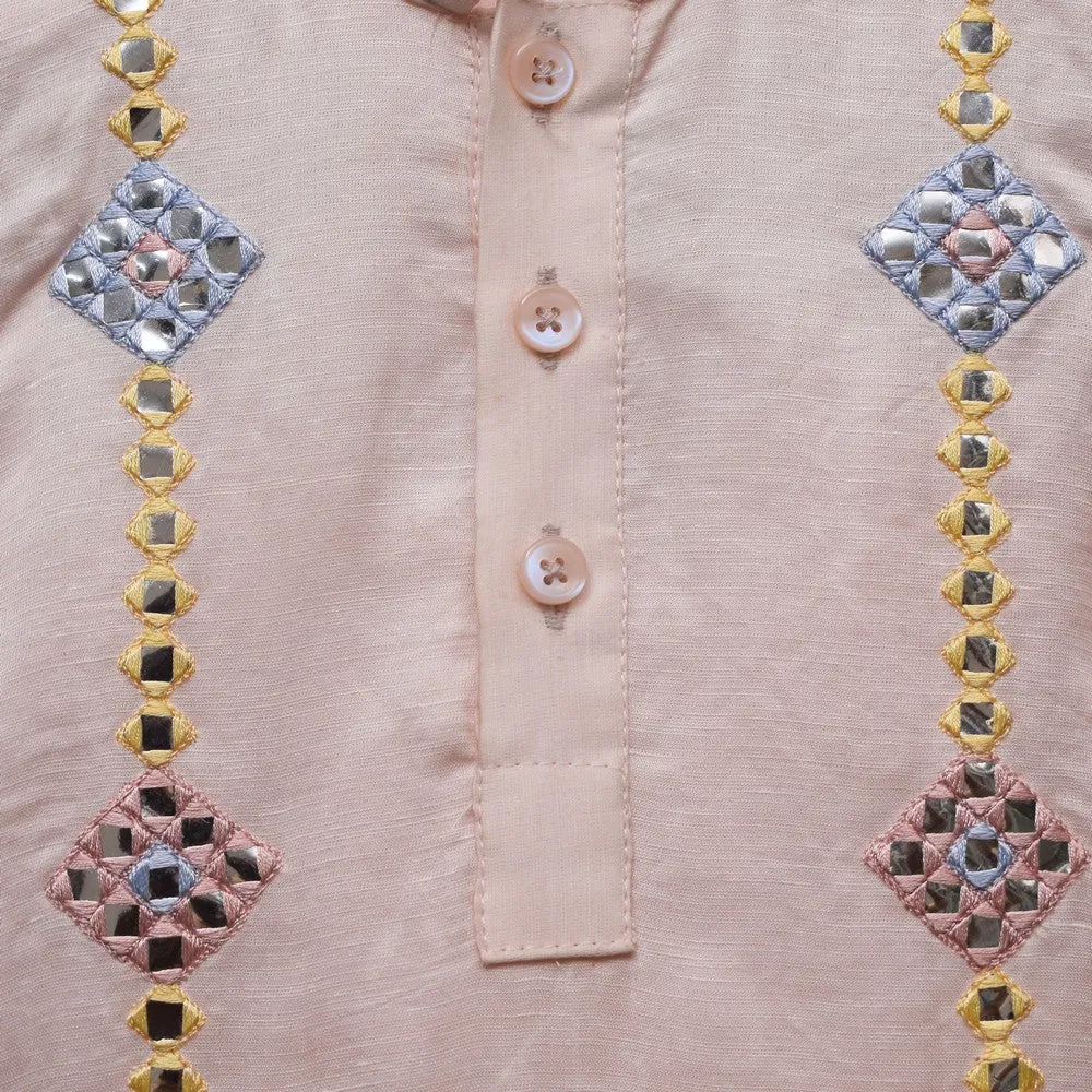 Mirror Work Linen Kurta Pyjama