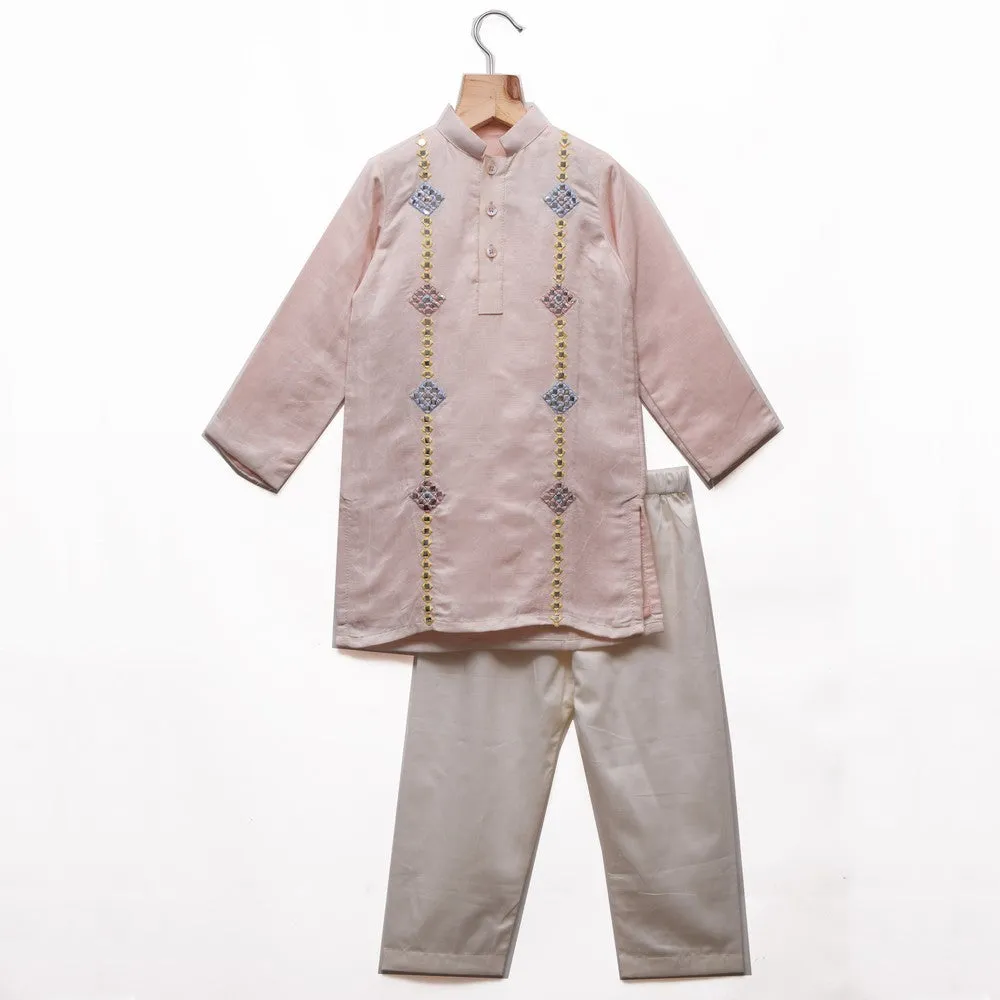 Mirror Work Linen Kurta Pyjama