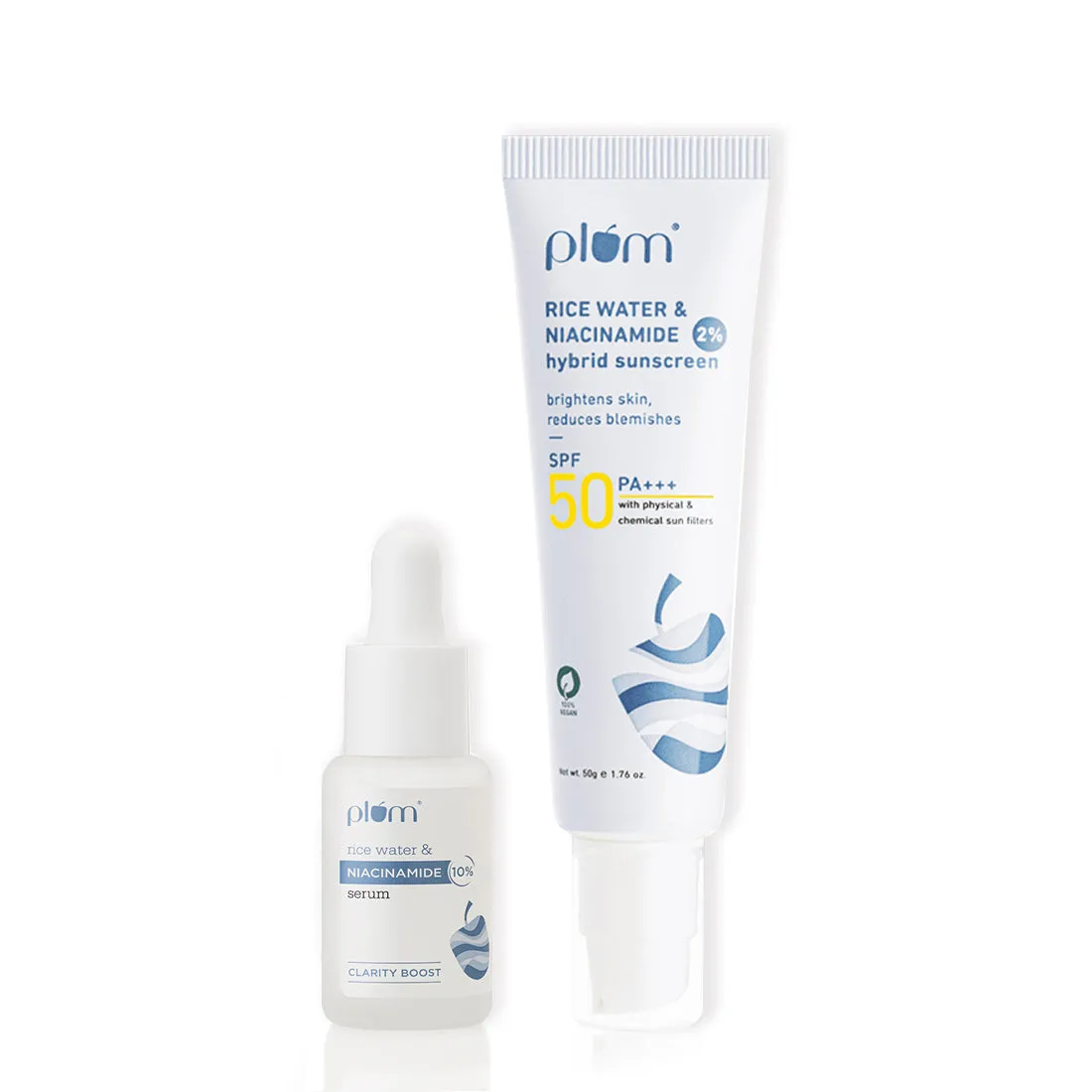 Niacinamide Bright Protection duo | 10% Niacinamide & Rice Water Face Serum 15ml, 2% Niacinamide & Rice Water SPF 50 PA    Sunscreen 50g new