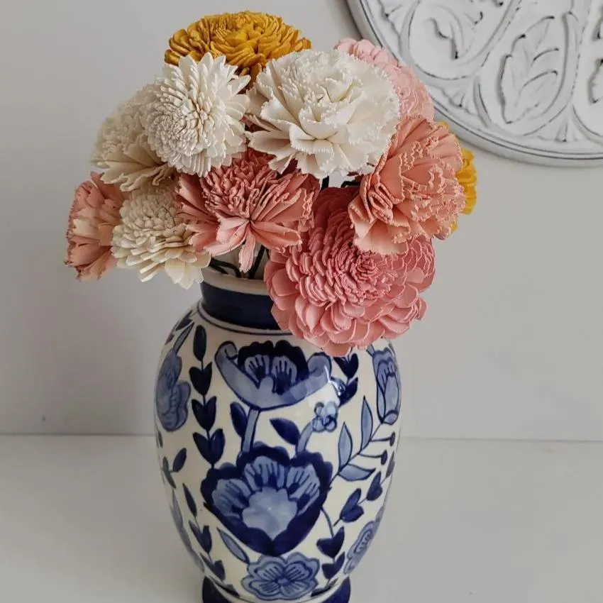 Rubel Sholapith DIY Flower Bunch Bunch | Vase Not Included | 12 Flower Heads