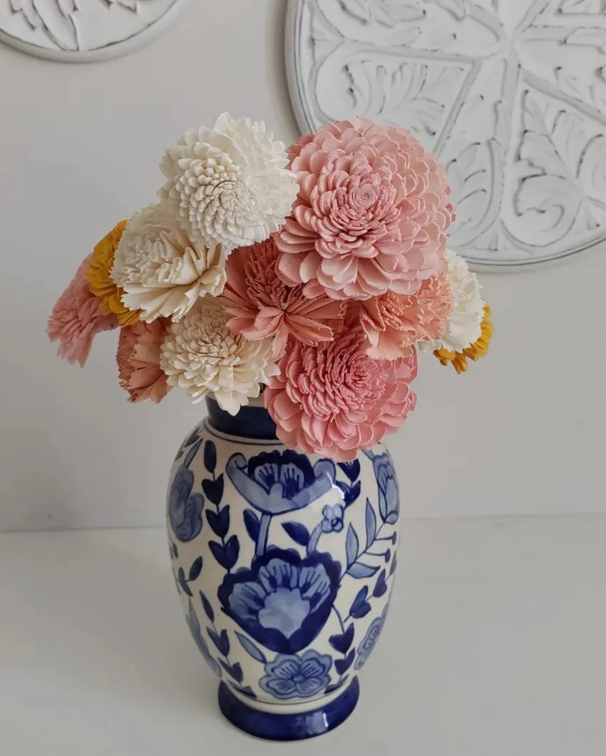 Rubel Sholapith DIY Flower Bunch Bunch | Vase Not Included | 12 Flower Heads